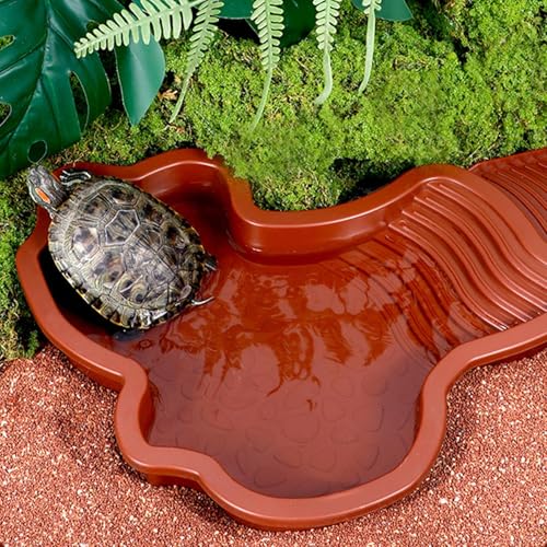Ocastuted Reptile Habitat Schildkröte Badenbecken Schildkröte Wasserschale mit Rampe Reptilien Wasserschale mit Leiter Lebensraum für Eidechsen ohne Schlauch Deko Schildkröte Wasserschale von Ocastuted