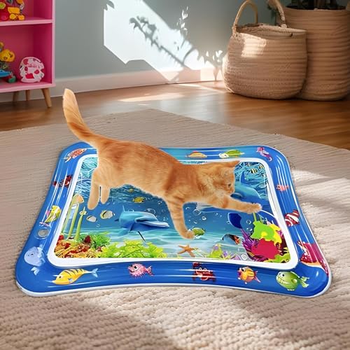 Ocastuted Wassermatte Baby, Katzen Spielmatte Wasser, Aufblasbare Wassermatte Für Babys, Katzenwasserbett Spielmatte, Sensorische Wassermatten Für Babys, Interaktive Sensorische Wasserspielmatte Ocastuted Wassermatte Baby, Katzen Spielmatte Wasser, Aufblasbare Wassermatte Für Babys, Katzenwasserbett Spielmatte, Sensorische Wassermatten Für Babys, Interaktive Sensorische Wasserspielmatte von Ocastuted
