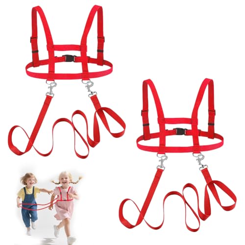2 Stück Pferdeleine zum Spielen für Kinder Pferdegeschirr für Kinder zum Spielen,Verstellbares Pferdeleine Kinder, Holzpferd Zubehör, Pferdegeschirr zum Spielen für Jungen Mädchen Rollenspiel (Rot) von Occzin