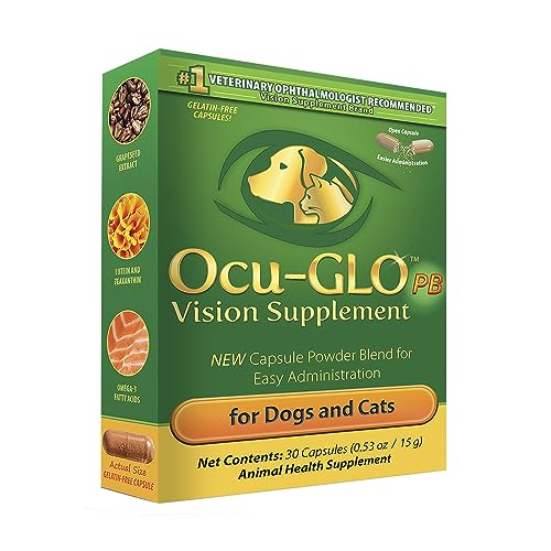 Ocu-Glo Nahrungsergänzungsmittel für kleine Hunde und Katzen Kapseln für die Augengesundheit | Ergänzungsfutter mit Traubenkernextrakt, Lutein, Omega-3 Fettsäure, Vitaminen und Antioxidantien von Ocu-Glo
