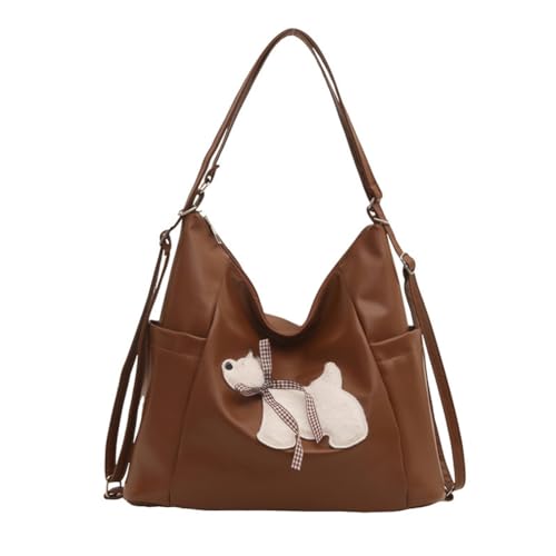 PU Leder Plüsch Welpen Umhängetasche Casual Slings Bag Pendler Rucksack (Kaffee) (Kaffee) von Ocuuer