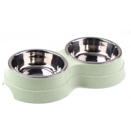 Universal Edelstahl Doppel-Haustierschalen, kreativ, beliebt for Hunde, Futter- und Wasserschalen (grün) von Ocuuer