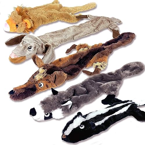 Odibess Hundespielzeug, quietschend, kein Befüllen, langlebiges Hundespielzeug-Set, kein gefährlichen Flusen zum Kauen oder Verschlucken, große Plüsch-Spielzeuge für Welpen und große Hunde, 5 Stück von Odibess