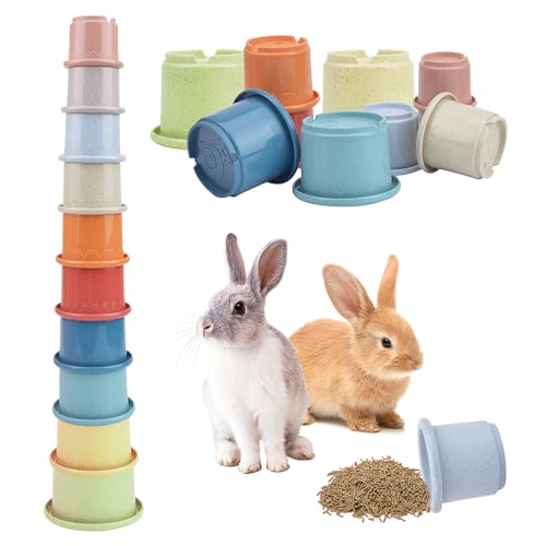Stapelbecher für Kaninchen, mehrfarbige Stapelbecher, Spielzeug, BPA-frei, sicheres Kunststoff-Haustierspielzeug, Kleintiere, Kaninchen, Futtersuchspielzeug für Kaninchen, zum Verstecken von Futter von OdiuK