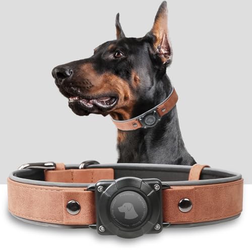 AirTag Hundehalsband, Leder, mit Airtag-Halterung, IPX8, wasserdicht, reflektierend, hochwertig, verstellbar, weich gepolstert, GPS-Tracker-Halsbänder, passend für mittelgroße und große Hunde AirTag Hundehalsband, Leder, mit Airtag-Halterung, IPX8, wasserdicht, reflektierend, hochwertig, verstellbar, weich gepolstert, GPS-Tracker-Halsbänder, passend für mittelgroße und große Hunde von Odokele