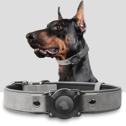 AirTag Hundehalsband – Hundehalsband aus Leder mit Airtag-Halterung | IPX8 wasserdicht, reflektierend, hochendig, verstellbar, weich gepolstert | GPS-Tracker-Halsbänder für mittelgroße und große Hunde AirTag Hundehalsband – Hundehalsband aus Leder mit Airtag-Halterung | IPX8 wasserdicht, reflektierend, hochendig, verstellbar, weich gepolstert | GPS-Tracker-Halsbänder für mittelgroße und große Hunde von Odokele