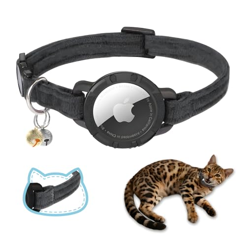 AirTag Katzenhalsband, Doppelsamt-Katzenhalsband mit Apple-Airtag-Halterung und Glöckchen, ultra-langlebig, verstellbar, Schnellverschluss, passend für die meisten Mädchen, Jungen, kleine und große AirTag Katzenhalsband, Doppelsamt-Katzenhalsband mit Apple-Airtag-Halterung und Glöckchen, ultra-langlebig, verstellbar, Schnellverschluss, passend für die meisten Mädchen, Jungen, kleine und große von Odokele