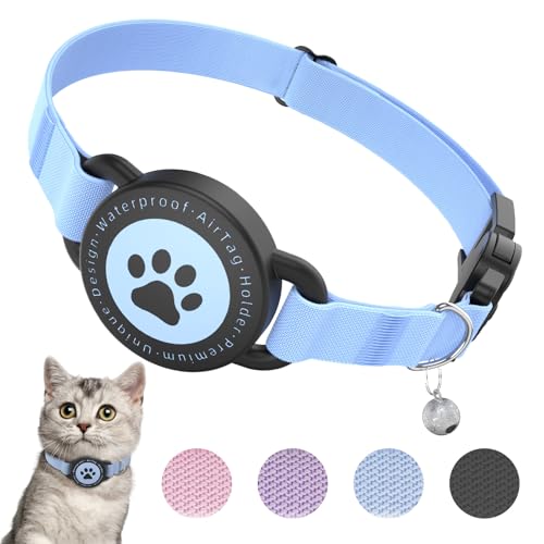 Airtag Katzenhalsband, dehnbares Kätzchenhalsband mit Apple Air-Tag-Halter, leicht und bequem, ultra-elastische GPS-Katzenhalsbänder für Katzen Kätzchen und Welpen, 20,3-32,5 cm, Blau Airtag Katzenhalsband, dehnbares Kätzchenhalsband mit Apple Air-Tag-Halter, leicht und bequem, ultra-elastische GPS-Katzenhalsbänder für Katzen Kätzchen und Welpen, 20,3-32,5 cm, Blau von Odokele