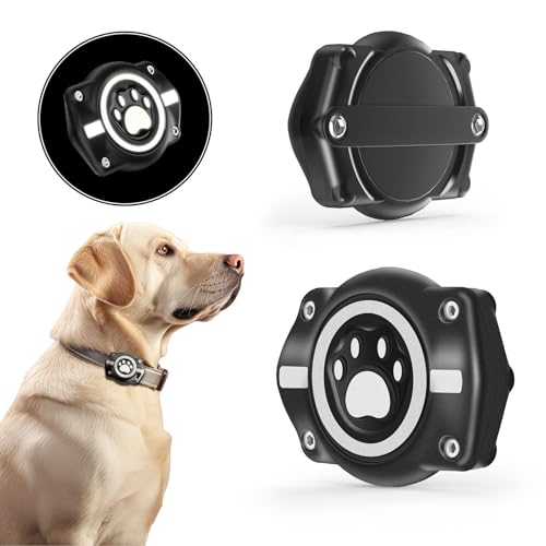 Reflektierender AirTag Hundehalsbandhalter (2 Stück), IP68 wasserdichte Airtag-Halterung für Hundehalsband, hartes TPU, ultra-langlebige Hunde- und Katzenhalsbänder, Halterung für alle Breiten von Odokele