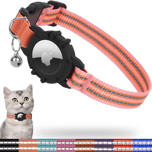 Reflektierendes AirTag Katzenhalsband, Integriertes Kätzchenhalsband mit Apple Air-Tag-Halter, leichte Katzen-Tracker-Halsbänder mit Glocke, passend für Mädchen, Jungen, Kätzchen und Welpen (Rosa Reflektierendes AirTag Katzenhalsband, Integriertes Kätzchenhalsband mit Apple Air-Tag-Halter, leichte Katzen-Tracker-Halsbänder mit Glocke, passend für Mädchen, Jungen, Kätzchen und Welpen (Rosa von Odokele