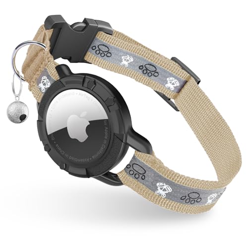 Reflektierendes AirTag Katzenhalsband, Integriertes Katzen-Tracker-Halsband mit Airtag-Halterung und Glocke, Sicherheitsgummiband, Katzen-GPS-Halsbänder für Mädchen, Jungen, Katzen, Kätzchen und von Odokele