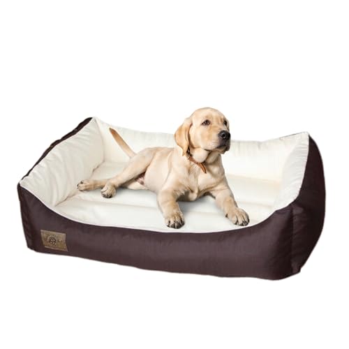 Odol-Plu Hundebett Hundekissen Hundesofa Hundekorb Katzenbett Tierbett 90 X 60 cm, wasserdicht (Braun-Beige) von Odolplusz