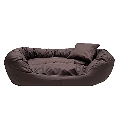 Odol-Plu Hundebett Hundekissen Hundesofa Hundekorb Katzenbett Tierbett 110 cm x 80 cm, XXL, wasserdicht (Braun) von Odol-Plu