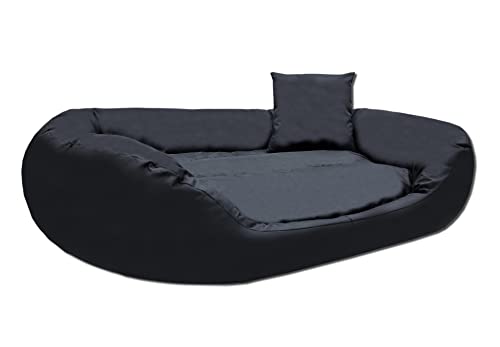 Odol-Plu Hundebett Hundekissen Hundesofa Hundekorb Katzenbett Tierbett 110 cm x 80 cm, XXL, wasserdicht (Schwarz) von Odol-Plu