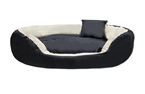 Odol-Plu Hundebett Hundekissen Hundesofa Hundekorb Katzenbett Tierbett 110 cm x 80 cm, XXL, wasserdicht (Schwarz-Weiß) von Odol-Plu