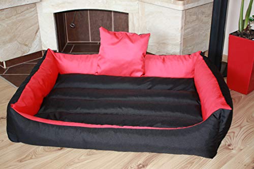 Odol-Plu XXL - Hundebett - Hundekissen - Hundesofa mit Wendekissen (Größe und Farbe wählbar) (120x90 rot-schwarz) von Odol-Plu