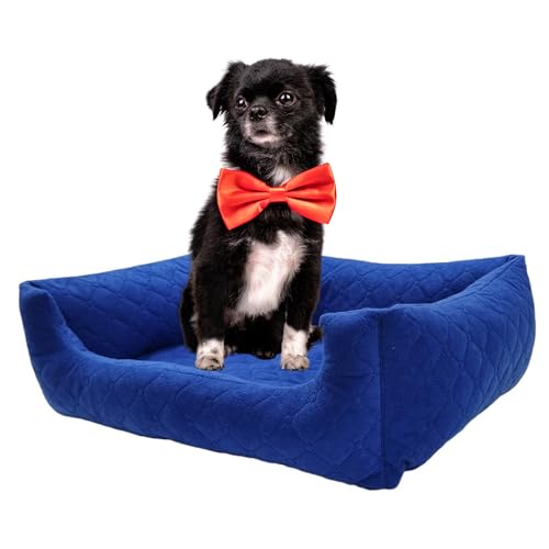 Odolplusz Hundebett Kleine Hunde und Katzen | Hundesofa Hundekorb mit erhöhten Ränder | verfügbar in Zwei Größen | (dunkelblau, S (58 x 47cm)) von Odolplusz