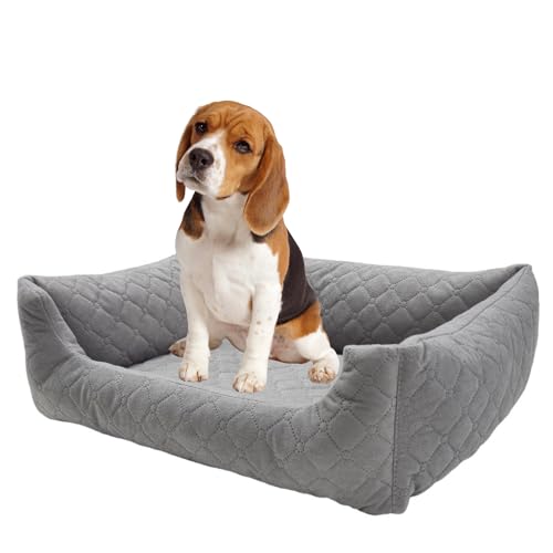 Odolplusz Hundebett Kleine Hunde und Katzen | Hundesofa Hundekorb mit erhöhten Ränder | verfügbar in Zwei Größen | (grau, S (58 x 47cm)) von Odolplusz