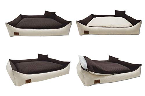 Odolplusz Hundebett waschbares Hundebett mit Rand, Hundekissen 120x90 cm (Braun - Begie) von Odolplusz