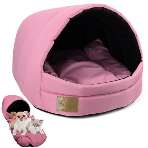 ODOLPLUSZ Hundehütte Hundehöhle Exklusives Haus Hund oder Katze | 2 Größen Komfortabel und Waschbar (Rosa, M) von Odolplusz