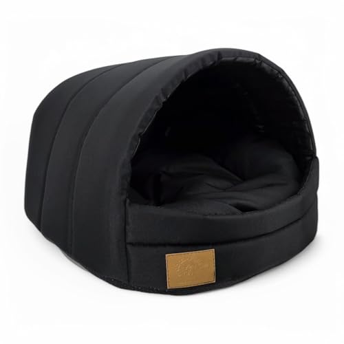 ODOLPLUSZ Hundehütte Hundehöhle Exklusives Haus Hund oder Katze | 2 Größen Komfortabel und Waschbar (Schwarz, M) von Odolplusz
