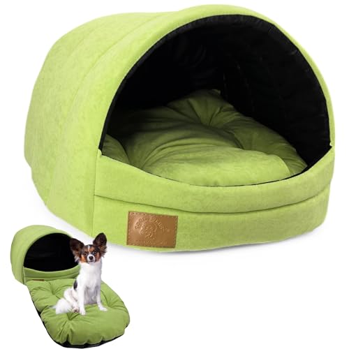 ODOLPLUSZ Hundehütte Hundehöhle Exklusives Haus Hund oder Katze | 2 Größen Komfortabel und Waschbar (Grün, S) von Odolplusz
