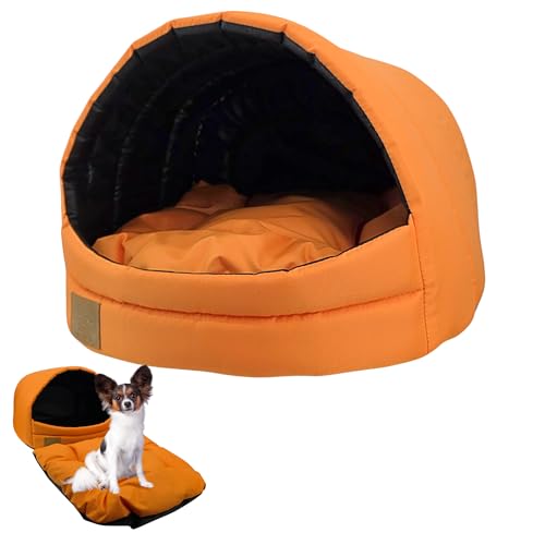 ODOLPLUSZ Hundehütte Hundehöhle Exklusives Haus Hund oder Katze | 2 Größen Komfortabel und Waschbar (Orange, S) von Odolplusz