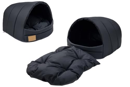 ODOLPLUSZ Hundehütte Hundehöhle Exklusives Haus Hund oder Katze | 2 Größen Komfortabel und Waschbar (Schwarz, S) von Odolplusz