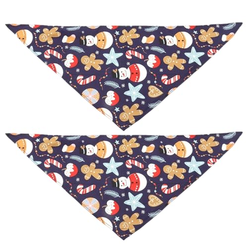 2pcs Weihnachtshund Bandanas Baumwolldreieck, niedliche Weihnachts -Haustier -Bandana -Schalzubehör für Welpenkatze von Odoukey
