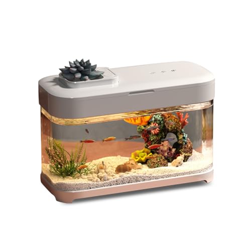 Acryl-Aquarium mit LED-Lichtern, moderner kompakter Tank für Tischplatte oder Desktop-Display, Aquarium-Luftpumpe für Aquarium, Starter-Kits, selbstreinigendes Acryl, kleines Aquarium von Odpaltoy