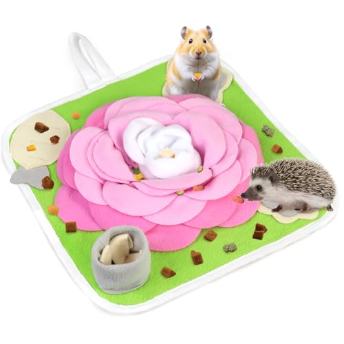 Oerphh Schnüffelmatte Kaninchenspielzeug, Meerschweinchen, interaktive Fütterungsmatten, Kaninchen, Futter-Puzzle-Spielzeug, Meerschweinchen, Futtersuche für Kaninchen, Kleintiere, Stressabbau (Rosa) von Oerphh
