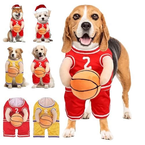 Dog Basketball Jersey with Ball Costume, Adjustable Straps, Dog Referee Costume, Halloween Costumes for Dogs (Red, S) von Oforest