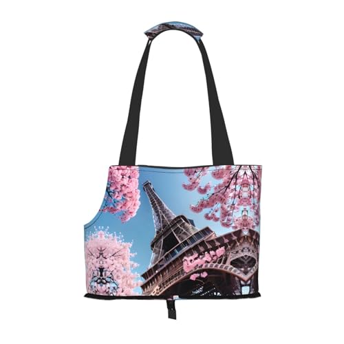 Katzentragetasche mit Ölgemälde, Motiv: Paris Eiffelturm, Haustier-Tragetasche für Katzen, Hunde, Welpen, bequem, tragbar, faltbar von Ogniwo