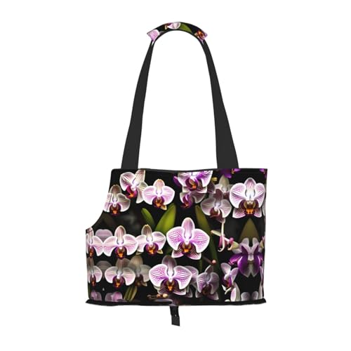 Katzentragetasche mit Orchideen-Aufdruck, Haustier-Tragetasche für Katzen, Hunde, Welpen, bequem, tragbar, faltbar von Ogniwo