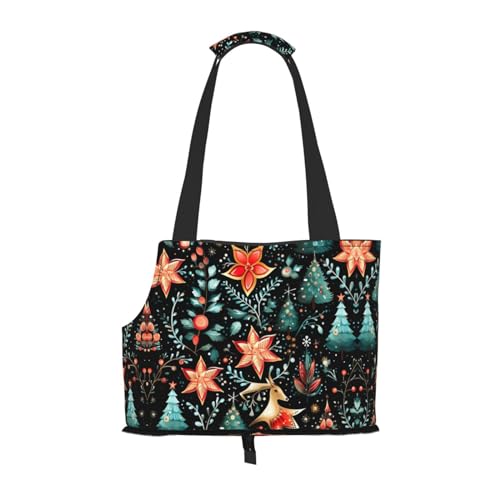 Katzentragetasche mit Weihnachtsdruck, Haustier-Reisetasche für Katzen, Hunde, Welpen, bequem, tragbar, faltbar Katzentragetasche mit Weihnachtsdruck, Haustier-Reisetasche für Katzen, Hunde, Welpen, bequem, tragbar, faltbar von Ogniwo