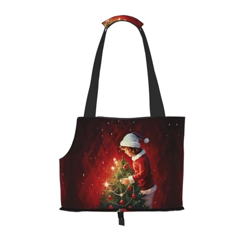 Katzentragetasche mit weihnachtlichem Zauberdruck, Haustier-Reisetasche für Katzen, Hunde, Welpen, bequem, tragbar, faltbar von Ogniwo