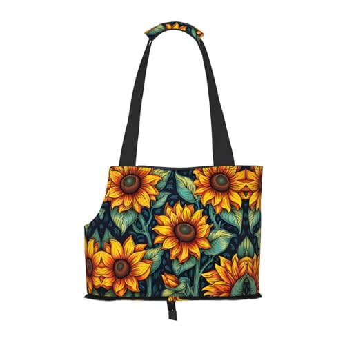 Spring Sunflowers Katzentragetasche, Retro-Blumendruck, Haustier-Tragetasche für Katzen, Hunde, Welpen, bequem, tragbar, faltbar von Ogniwo