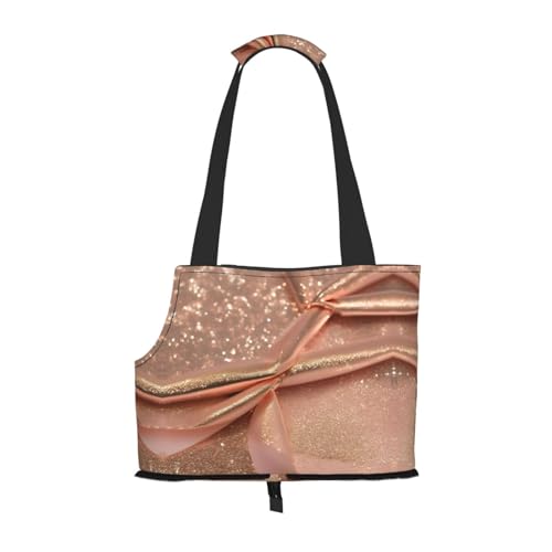 Tragetasche für Katzen, Hunde, Welpen, bequem, tragbar, faltbar, Roségold mit Glitzer-Aufdruck Tragetasche für Katzen, Hunde, Welpen, bequem, tragbar, faltbar, Roségold mit Glitzer-Aufdruck von Ogniwo