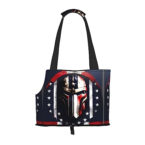 Transporttasche für Katzen, Hunde, Welpen, bequem, tragbar, faltbar, mit USA-Flagge, Spartaner-Druck Transporttasche für Katzen, Hunde, Welpen, bequem, tragbar, faltbar, mit USA-Flagge, Spartaner-Druck von Ogniwo