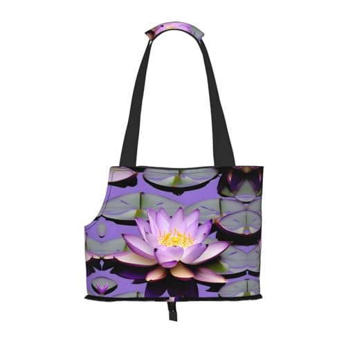 Transporttasche für Katzen, Hunde, Welpen, tragbar, faltbar, mit Lotusblumen-Aufdruck, Violett von Ogniwo