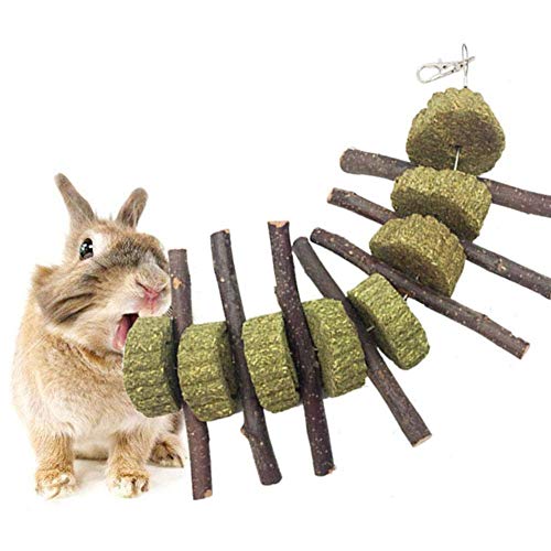 Ogquaton Premium Qualität Holzstab Gras Heu Kuchen Kauspielzeug für Hamster Kaninchen Zähne Gesundheit von Ogquaton