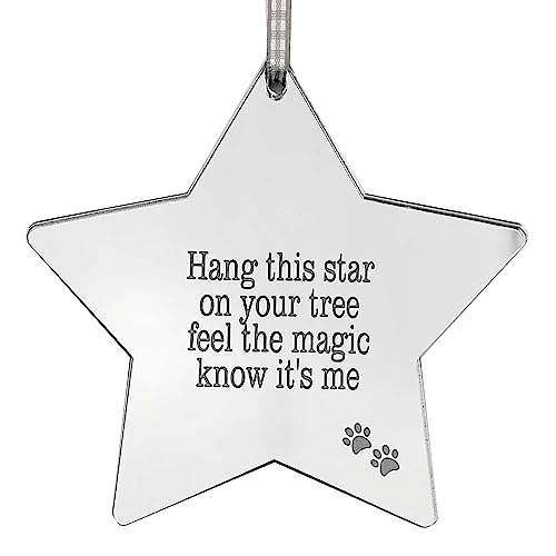 Verspiegelter Stern zum Aufhängen, Acryl, Weihnachtsdekoration, Hunde-/Katzenpfotenabdrücke, Erinnerungsgeschenk, 10 cm x 10 cm von Oh So Precious Pet Keepsakes