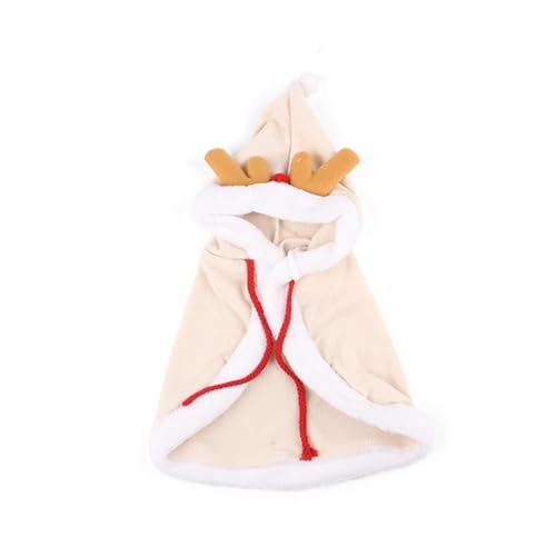 Weihnachtskostüm für Katzen und Hunde, Weihnachtsumhang für Haustiere, Umhang mit Kapuze, Rentierhörner, Weihnachtszubehör für Hunde und Katzen von OhMill