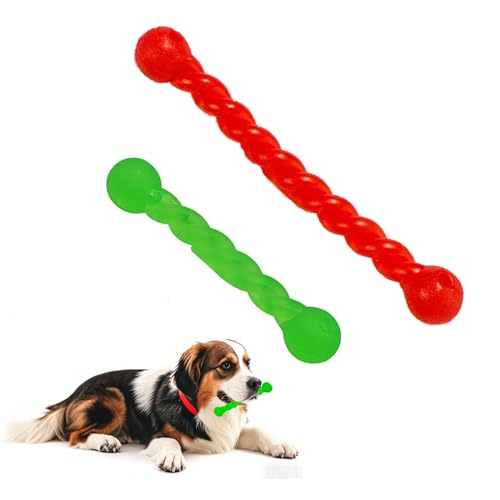 2 Pieces Hundespielzeug Für Zähne, Hundespielzeug Gummi, Gummi Spirale Kauknochen, Hundezahnbürste Haustier Mundpflege, Hundemolarenstab Welpen Intelligenzspielzeug Weich Beißwiderstand, Rot + Grün von Ohh-nanjoo