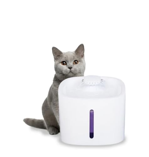 OhhGo 3L Katzen Trinkbrunnen, Ultra Leise Haustier Wasserspender mit Wasserstandsfenster & LED-Licht für Katzen Hunde von OhhGo