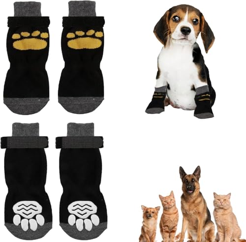 Rutschfeste Hundesocken, Pfotenschutz, 2 Paar, Pfotenschutz, Stop-Lecken, Krallengriff-Socken, Stiefel, Schuhe, Katzen-Hausschuhe, verstellbarer Riemen, Bandage für Haustier, Welpen, drinnen und Rutschfeste Hundesocken, Pfotenschutz, 2 Paar, Pfotenschutz, Stop-Lecken, Krallengriff-Socken, Stiefel, Schuhe, Katzen-Hausschuhe, verstellbarer Riemen, Bandage für Haustier, Welpen, drinnen und von Ohling