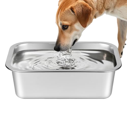 Ohtomber Großer Wassernapf aus Edelstahl, 4,5 l Fassungsvermögen, Metall-Wasser- und Futternapf, kein Verschütten, Outdoor-Futterstation für Katzen, groß, extra groß Ohtomber Großer Wassernapf aus Edelstahl, 4,5 l Fassungsvermögen, Metall-Wasser- und Futternapf, kein Verschütten, Outdoor-Futterstation für Katzen, groß, extra groß von Ohtomber