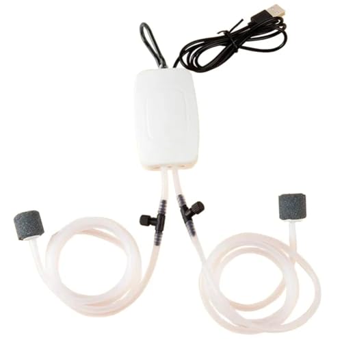 Ohulelks Luftpumpe für Aquarien, USB-Betriebener Belüfter, Aquariumzubehör, Einstellbares Luftventil, Leise Blasen-Sauerstoffpumpe () von Ohulelks