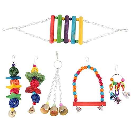 Oikabio 6 Stück Vogelschaukel-Spielzeug, Papageien-Hängematten-Spielzeug für Sittiche, Nymphensittiche, Conturen und Liebe von Oikabio