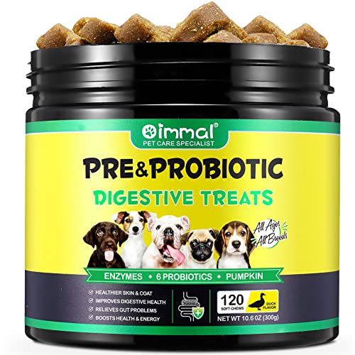 Probiotika für Hunde, Unterstützen die Darmgesundheit, Juckende Haut, Allergien, Hefe-Gleichgewicht, Immunität – Probiotika und Verdauungsenzyme für Kleine, Mittlere, Große Hunde – 120 Kausnacks, Ente von Oimmal